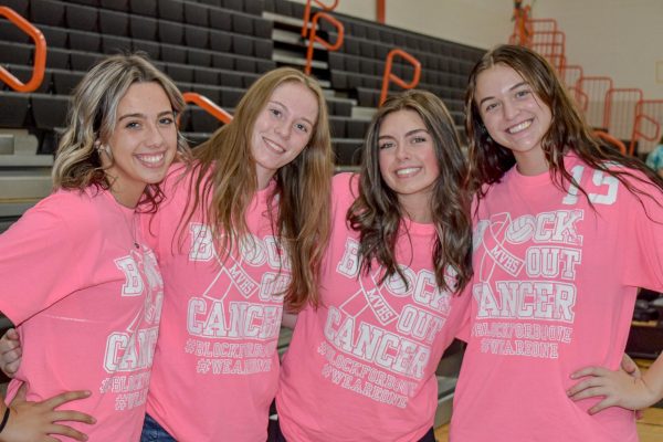 MVHS Volleyball Team Blocks for Boone in the annual Volley for the Cure game