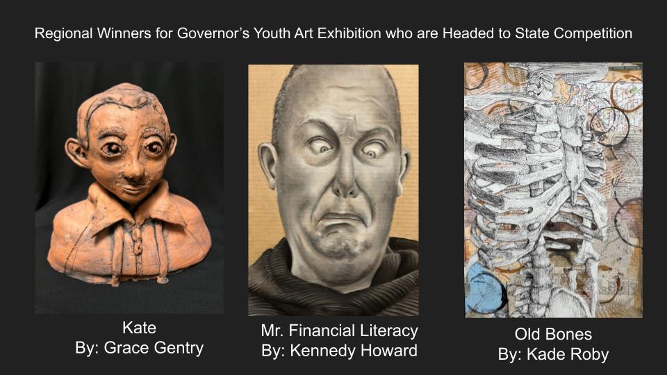 Three Regional Winners Advance to State Competition in Governor's Youth Art Exhibition