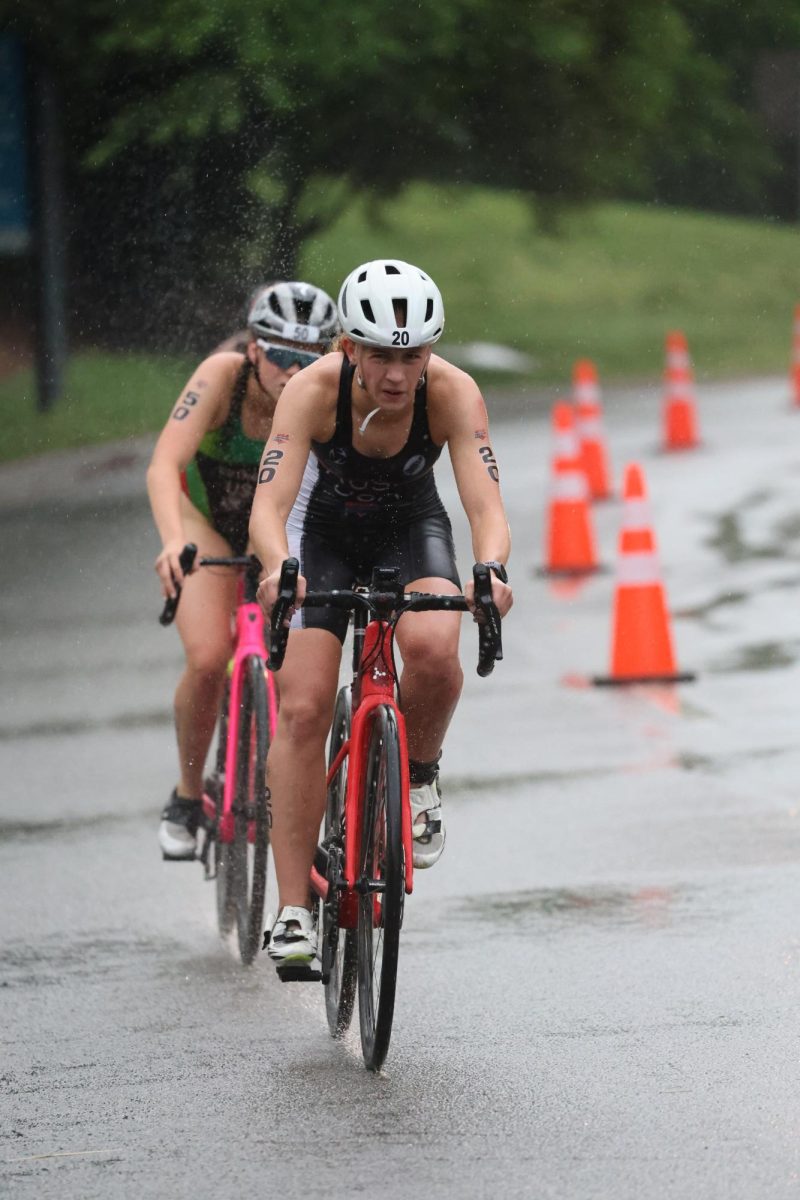 Junior Lucy Rush powers through rain and sharp turns to finish 36th out of 80 in a challenging triathlon