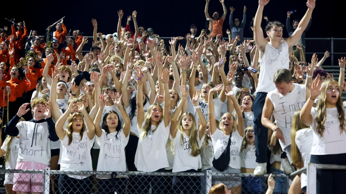 Mount Vernon students fill up three buses for the away match against Watkins Memorial.