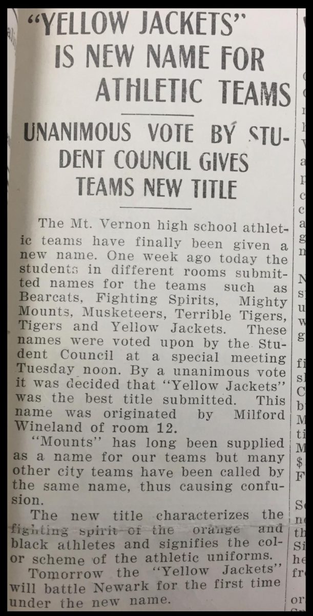 The answer to the real reason why we are orange and black and called The Yellow Jackets was found in a 1926 Jacket Journal article